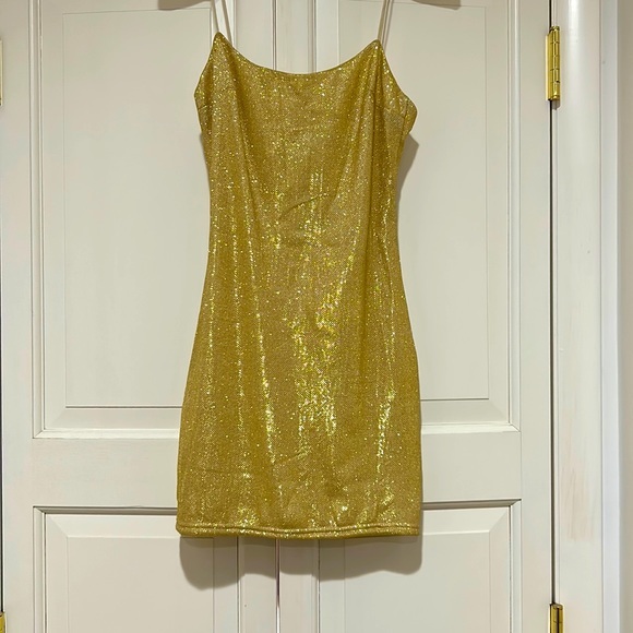 Babyboo Dresses Babyboo Fashion Mikayla Mini Dress Gold Glitter